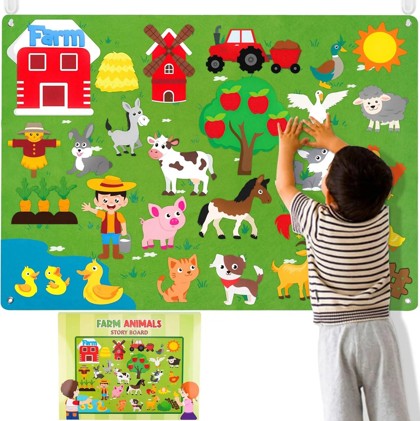 Kids’ Felt Farm Animals Wall Story Board – Early Learning Activity Set