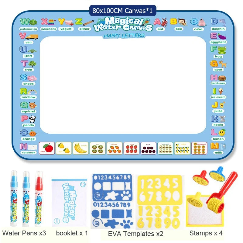 Magic Water Doodle Mat Set – Reusable 100x80cm Educational Drawing Board for Kids