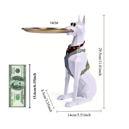 29cm Resin Doberman Storage Tray – Luxury Living Room Decor for Dog Lovers