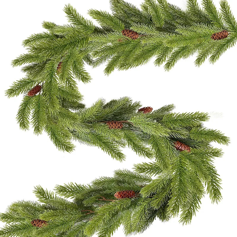 Real-Touch Norfolk Pine Christmas Garland – 6.2ft Natural Cypress Greenery Décor