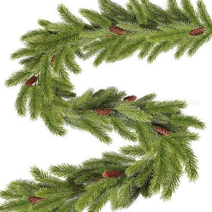 Real-Touch Norfolk Pine Christmas Garland – 6.2ft Natural Cypress Greenery Décor