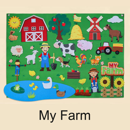 Kids’ Felt Farm Animals Wall Story Board – Early Learning Activity Set