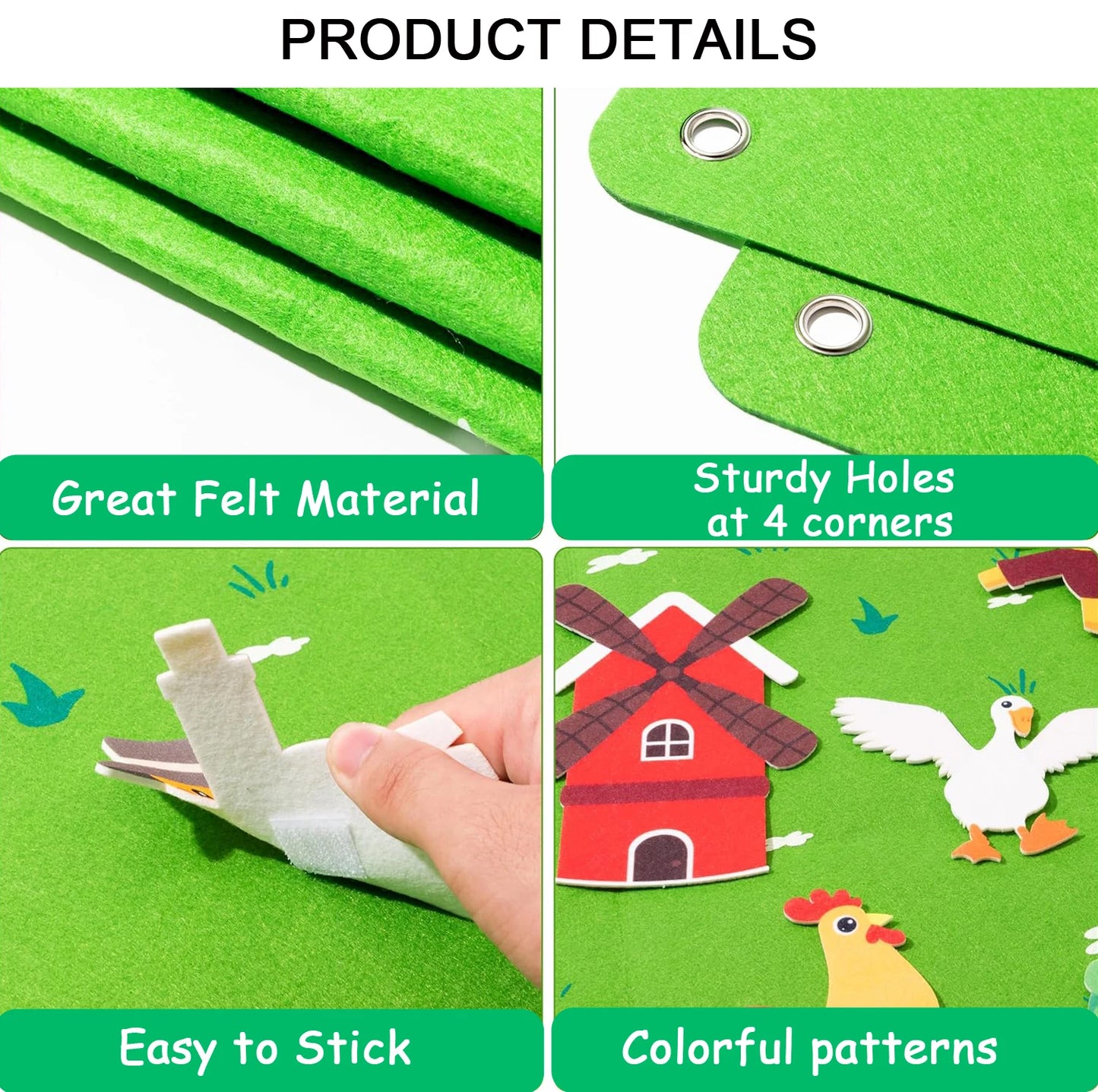 Kids’ Felt Farm Animals Wall Story Board – Early Learning Activity Set