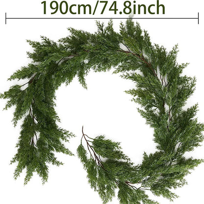 Real-Touch Norfolk Pine Christmas Garland – 6.2ft Natural Cypress Greenery Décor