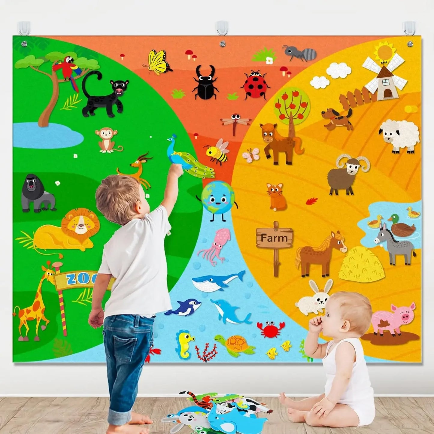 Kids’ Felt Farm Animals Wall Story Board – Early Learning Activity Set