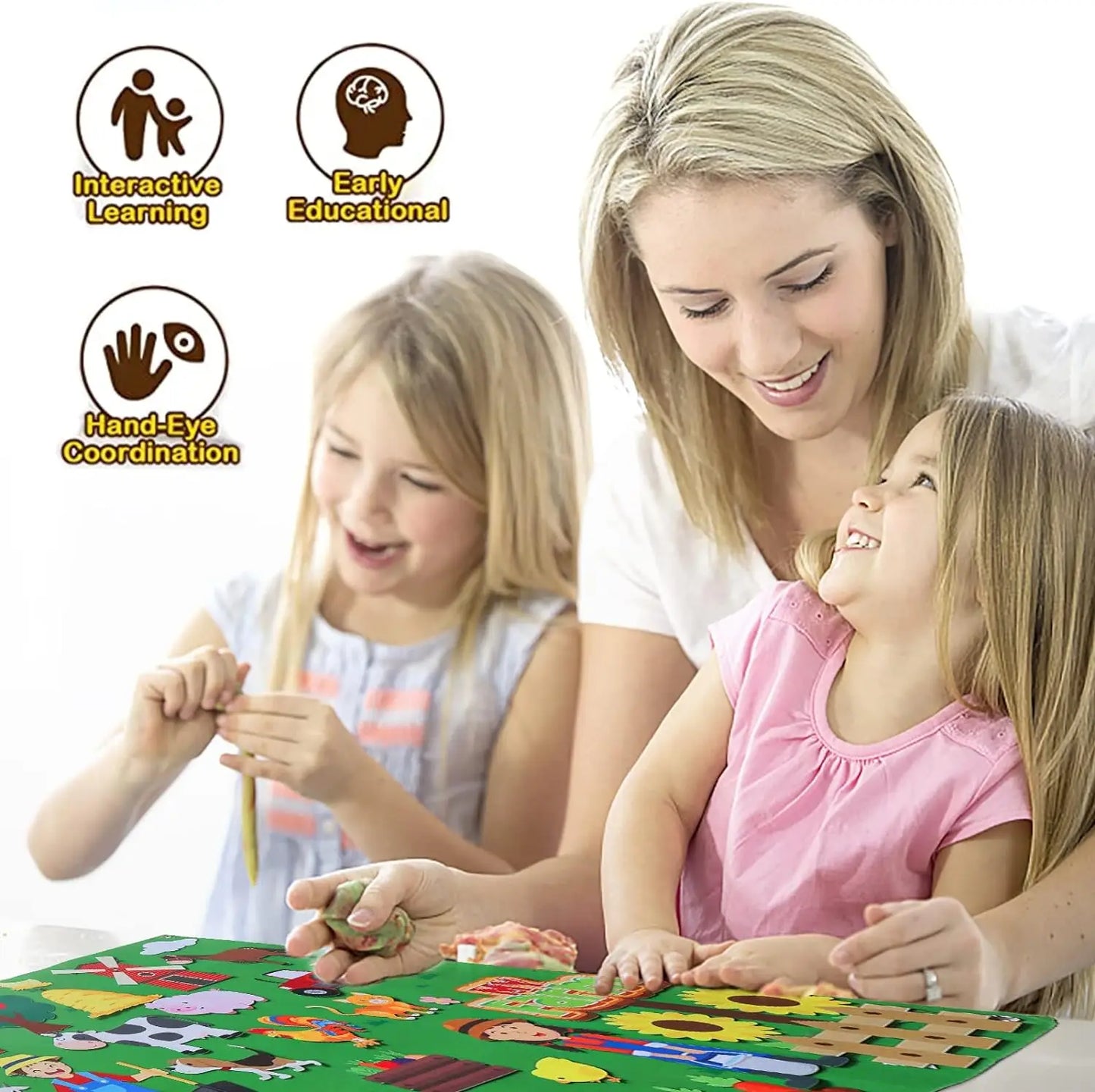 Kids’ Felt Farm Animals Wall Story Board – Early Learning Activity Set