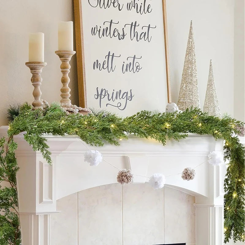 Real-Touch Norfolk Pine Christmas Garland – 6.2ft Natural Cypress Greenery Décor