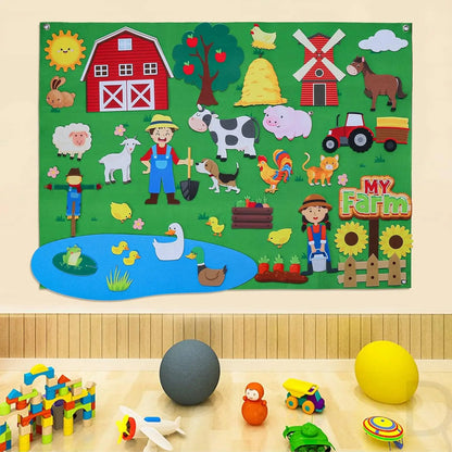 Kids’ Felt Farm Animals Wall Story Board – Early Learning Activity Set