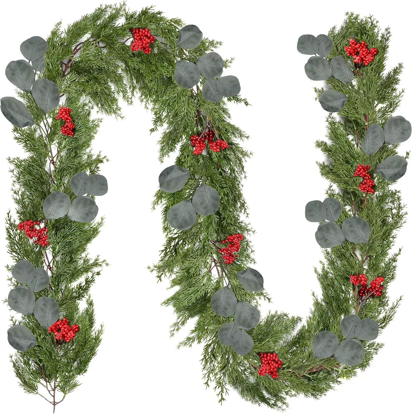 Real-Touch Norfolk Pine Christmas Garland – 6.2ft Natural Cypress Greenery Décor
