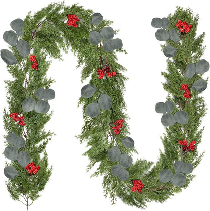 Real-Touch Norfolk Pine Christmas Garland – 6.2ft Natural Cypress Greenery Décor