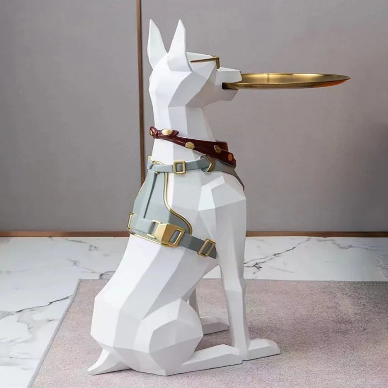 29cm Resin Doberman Storage Tray – Luxury Living Room Decor for Dog Lovers