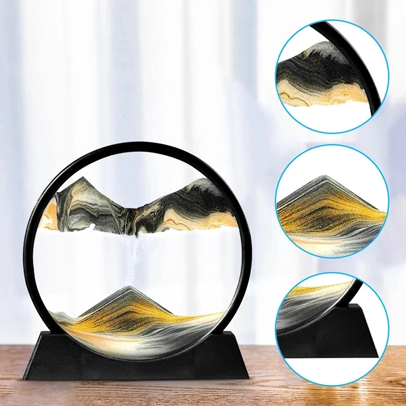 Serene Motion: Flowing Sand Art Sculpture for Tranquil Spaces