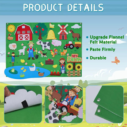 Kids’ Felt Farm Animals Wall Story Board – Early Learning Activity Set