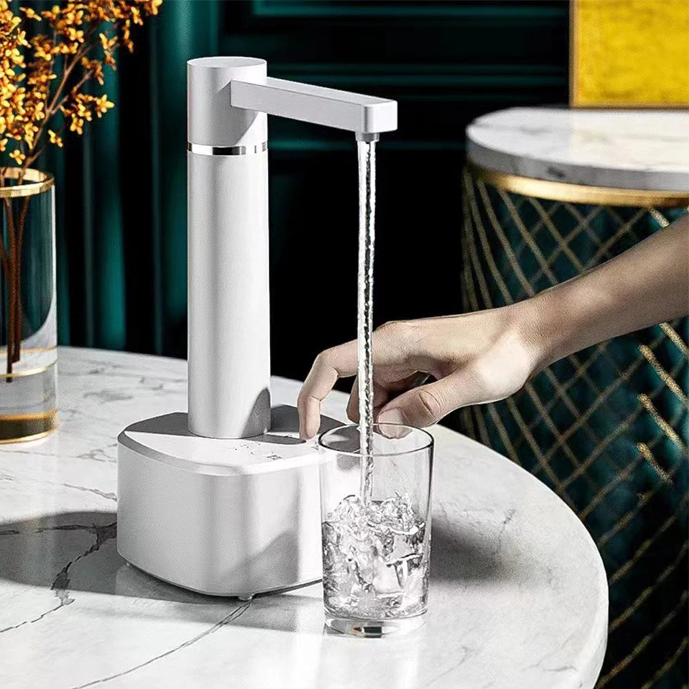 HydroFlow: Portable Electric Water Dispenser – Compact and efficient, with fast USB charging and a dual-use design for buckets and desktops.