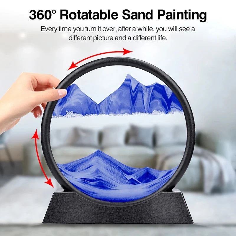 Serene Motion: Flowing Sand Art Sculpture for Tranquil Spaces